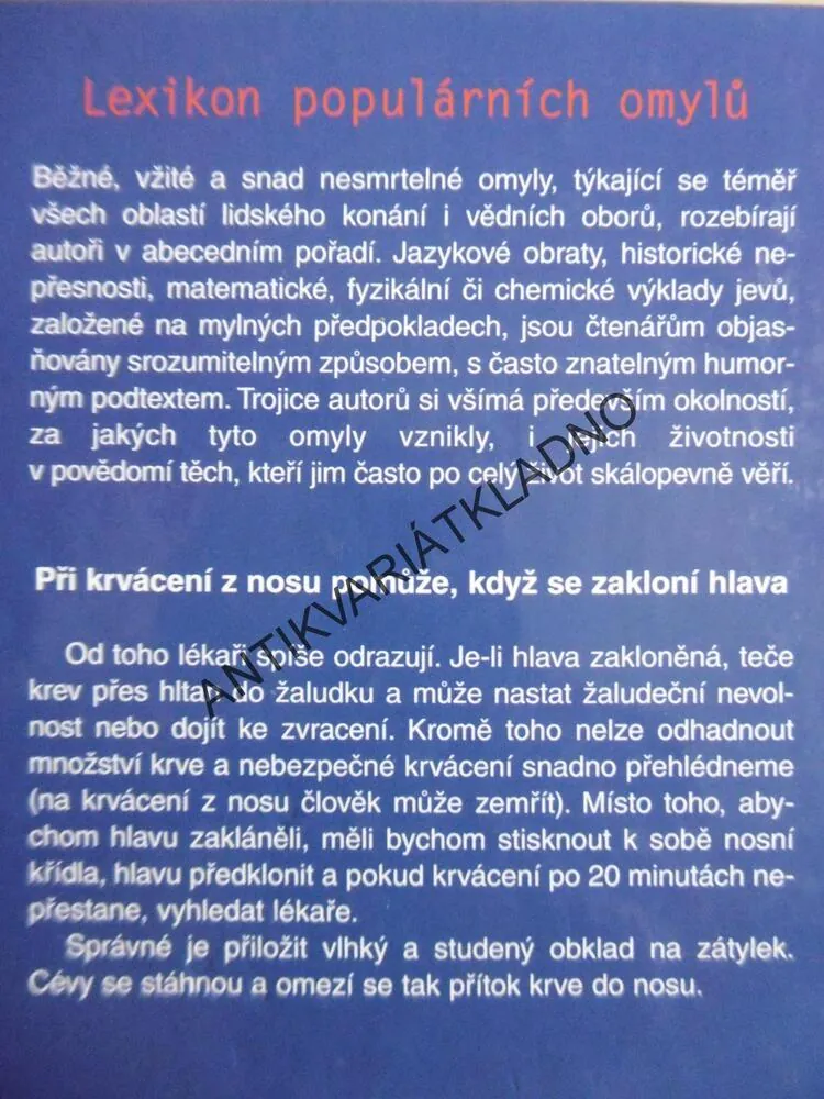 LEXIKON POPULÁRNÍCH OMYLŮ, OMYLY, KRÄMER, TRENKLER,