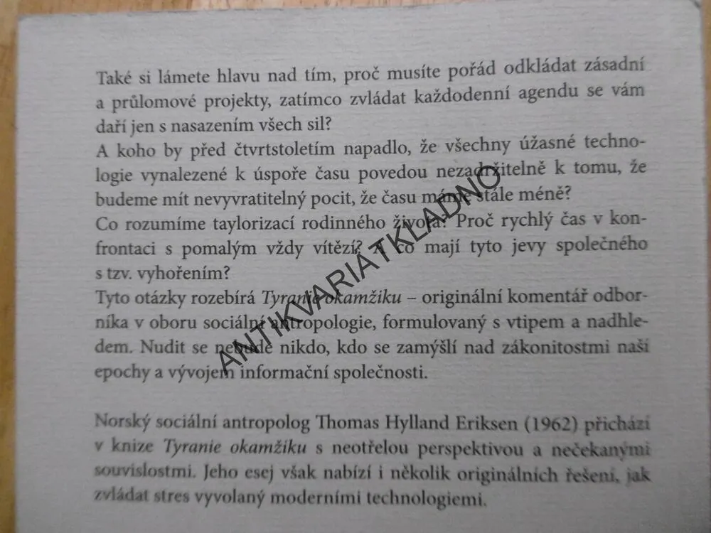 TYRANIE OKAMŽIKU, THOMAS HYLLAND ERIKSEN, 2001