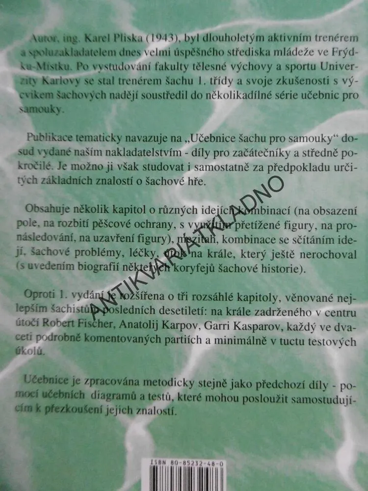 UČEBNICE ŠACHU PRO SAMOUKY-POKROČILÍ, KAREL PLISKA, ŠACHY, **an