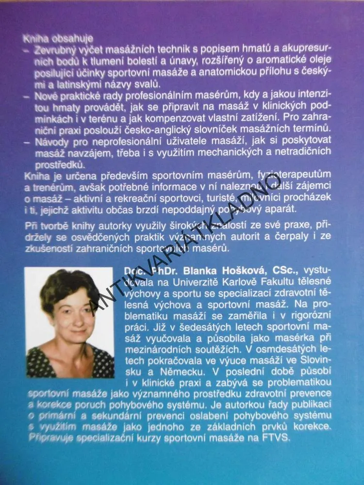 MASÁŽ VE SPORTU, BLANKA HOŠKOVÁ, SPORTOVNÍ MASÁŽE,