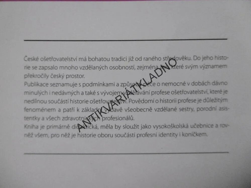 HISTORIE OŠETŘOVATELSTVÍ,  JANA KUTNOHORSKÁ, ZDRAVOTNICKÉ ŠKOLY