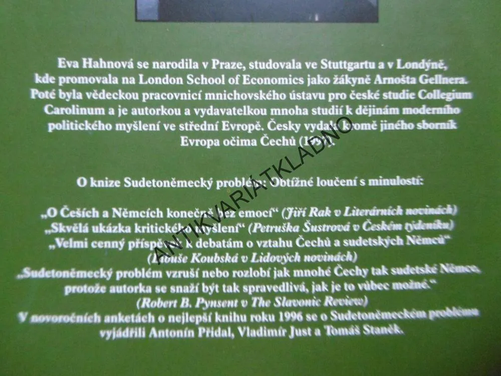 SUDETONĚMECKÝ PROBLÉM: OBTÍŽNÉ LOUČENÍ S MINULOSTÍ, EVA HAHNOVÁ, **an