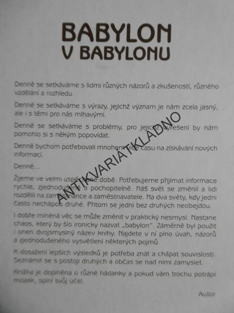 BABYLON V BABYLONU, MILOŠ VAJNER, **an