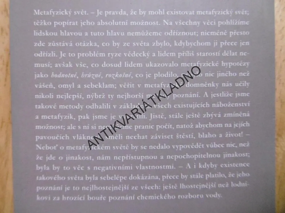 FILOSOFIE LIDSKÉHO PŘÍLIŠ LIDSKÉHO, FRIEDRICH NIETZSCHE, 