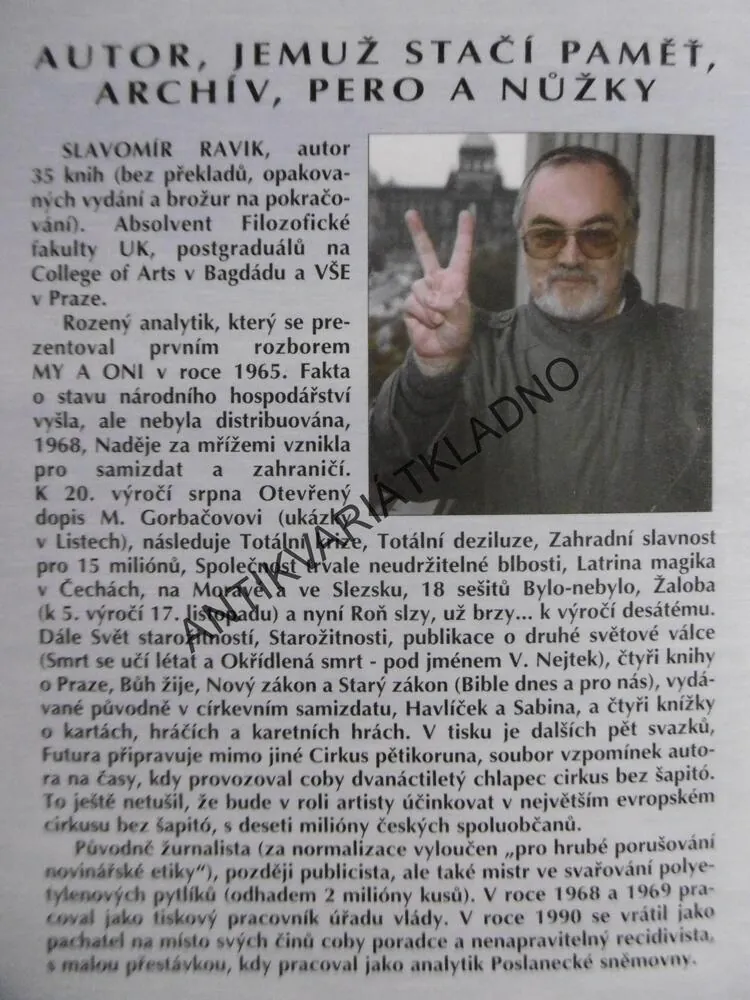 ROŇ SLZY, UŽ BRZY..., SLAVOMÍR RAVIK -AUTOGRAM, **an