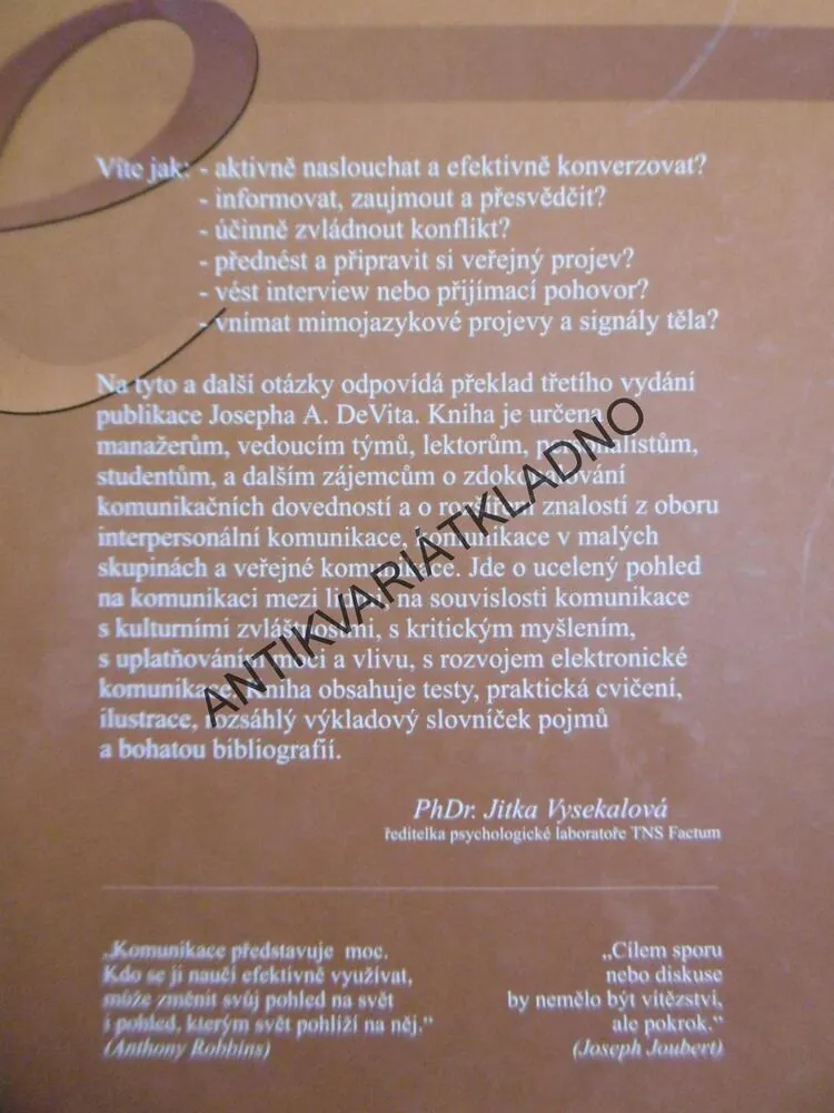ZÁKLADY MEZILIDSKÉ KOMUNIKACE, JOSEPH A. DEVITO, **an
