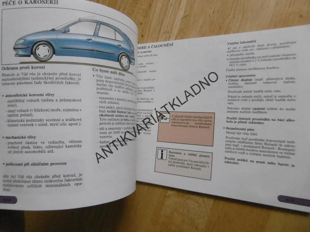 RENAULT MÉGANE, SERVISNÍ KNÍŽKA, NÁVOD K OBSLUZE, 1997