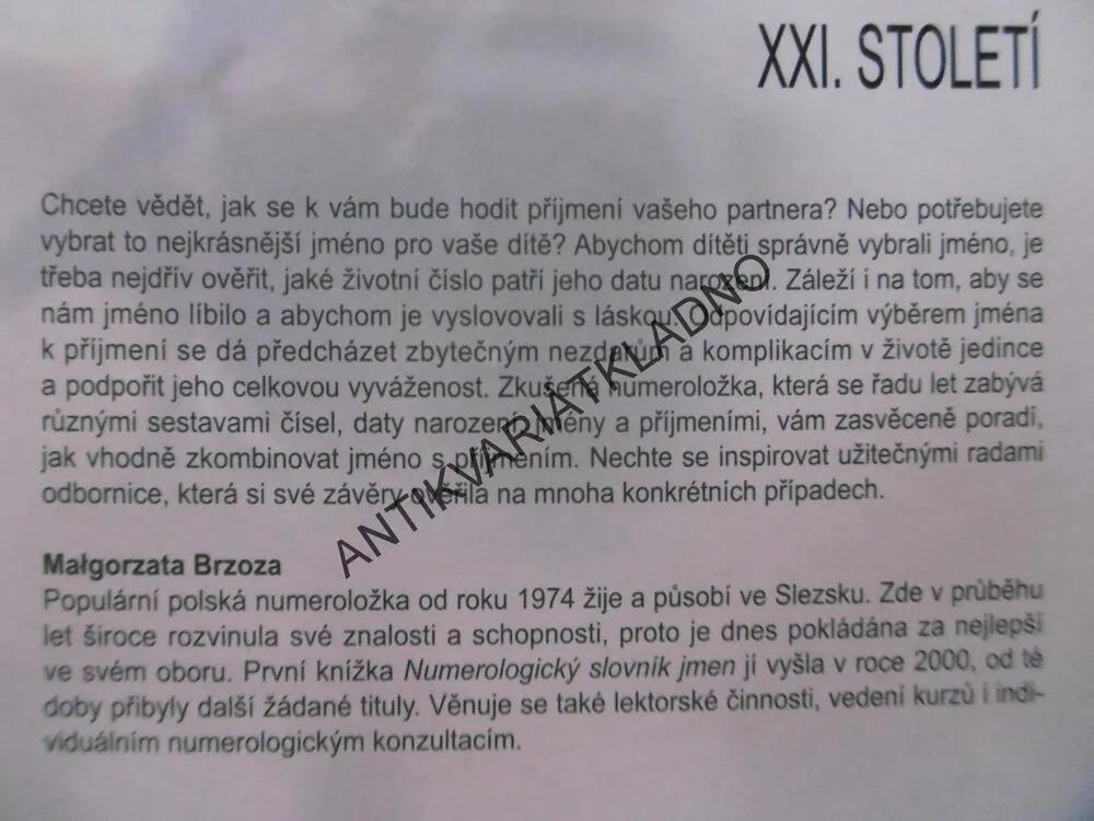 NUMEROLOGIE JMEN XXI.STOLETÍ, MALGORZATA BRZOZA, **an