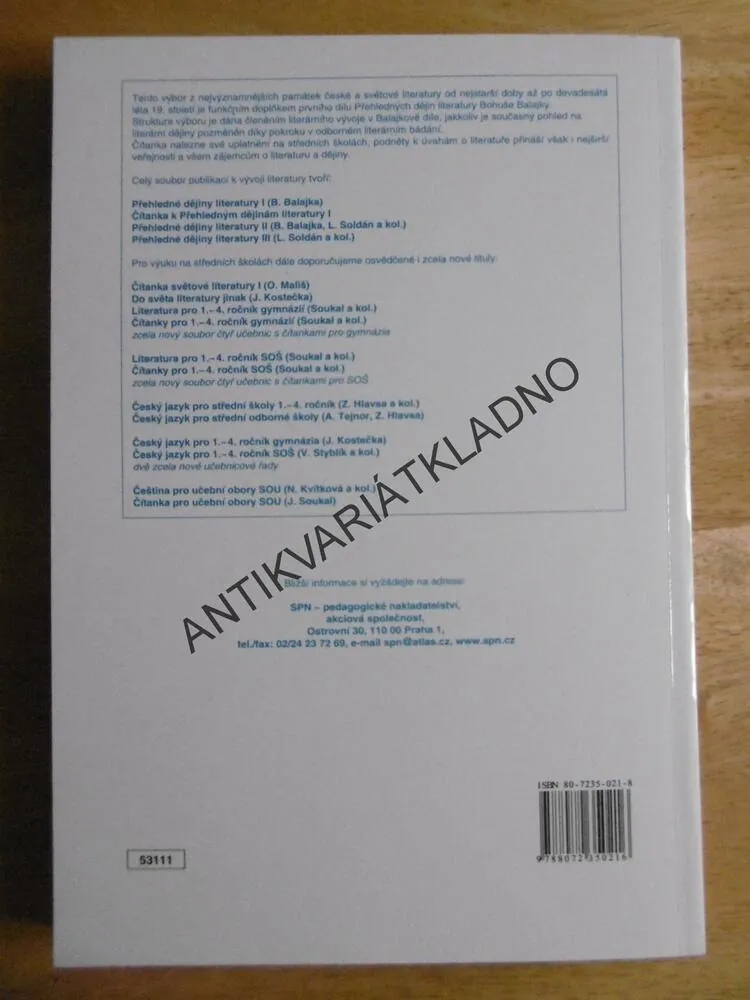 ČÍTANKA K PŘEHLEDNÝM DĚJINÁM LITERATURY,1.,