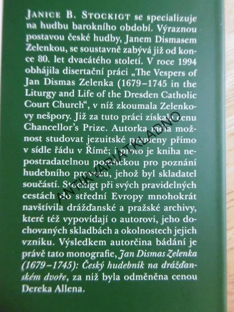 JAN DISMAS ZELENKA, 1679-1745, JANICE B.STOCKIGT **an