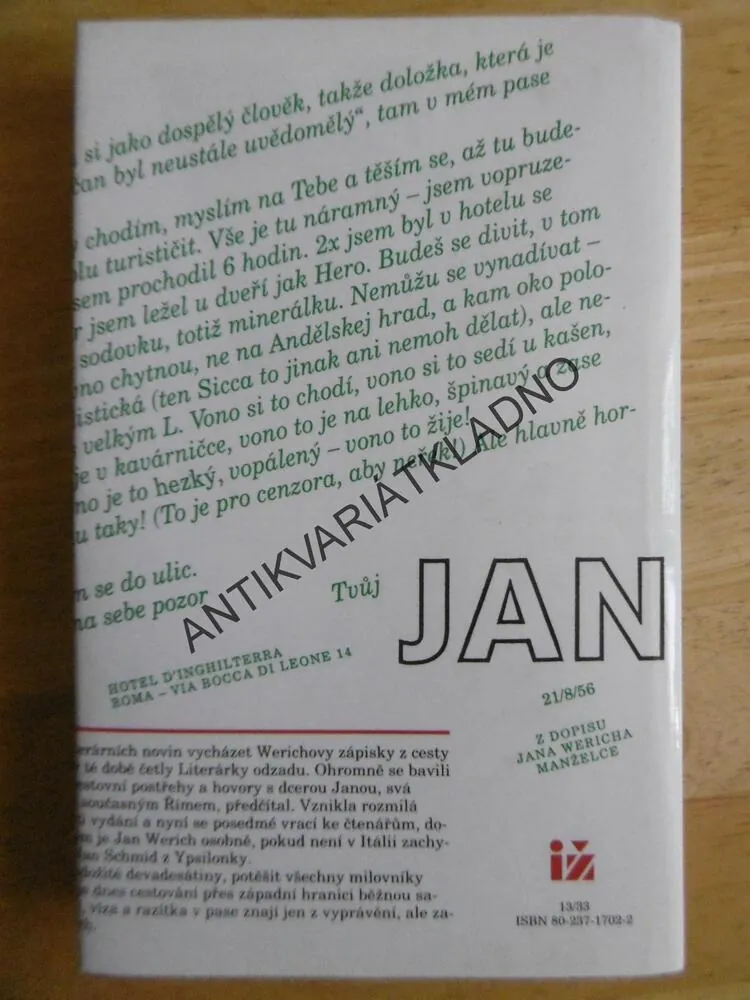 ITALSKÉ PRÁZDNINY, JAN WERICH, **an