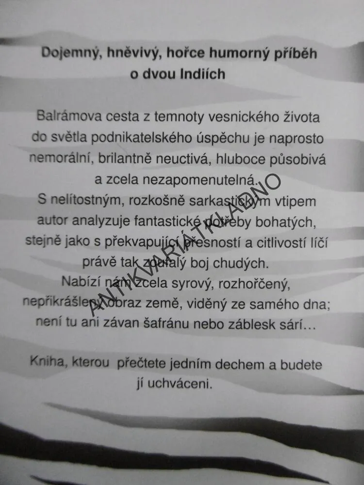 BÍLÝ TYGR, ARAVIND ADIGA, **an