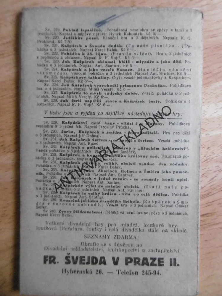 KAŠPÁREK TO MYSLÍ VŽDYCKY DOBŘE, MILOŠ VESELÝ,