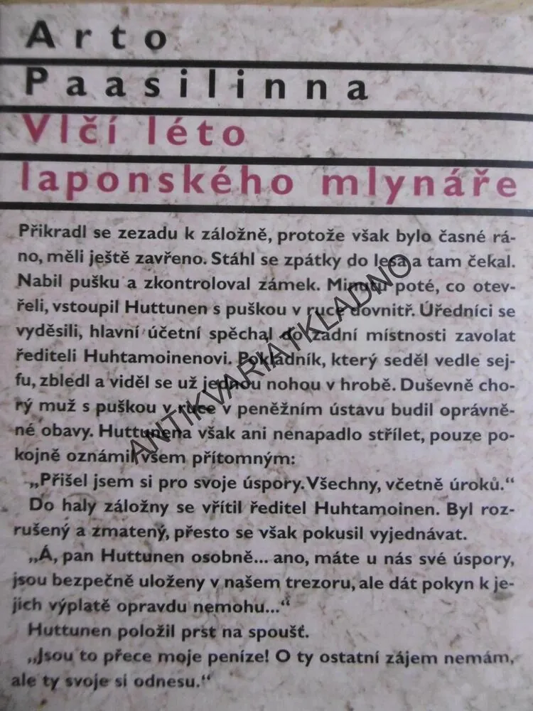 VLČÍ LÉTO LAPONSKÉHO MLYNÁŘE, ARTO PAASILINNA, **an