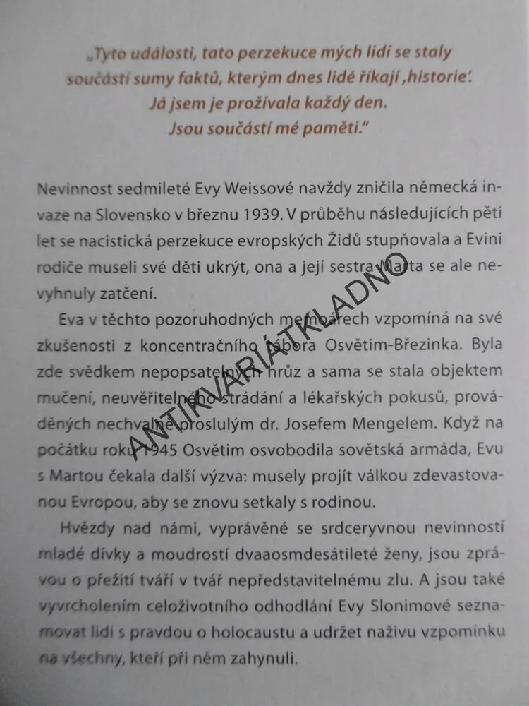 HVĚZDY NAD NÁMI, EVA SLONIMOVÁ, **an