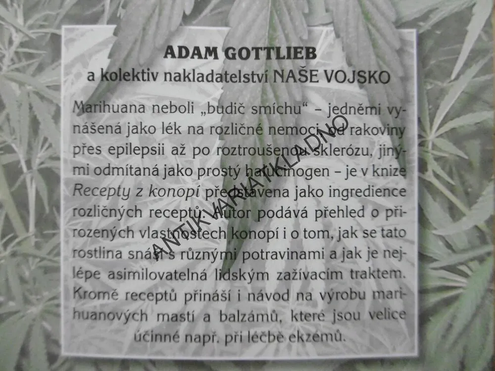 RECEPTY Z KONOPÍ, LÉČEBNÝ PROSTŘEDEK, ADAM GOTTLIEB, **an