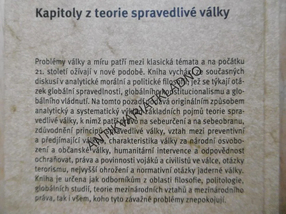 KAPITOLY Z TEORIE SPRAVEDLIVÉ VÁLKY, JOSEF VELEK, **an 