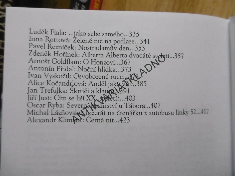 STOLETÍ LÁSKY A NENÁVISTI, ANTOLOGIE ČESKÉM PRÓZY, **an 