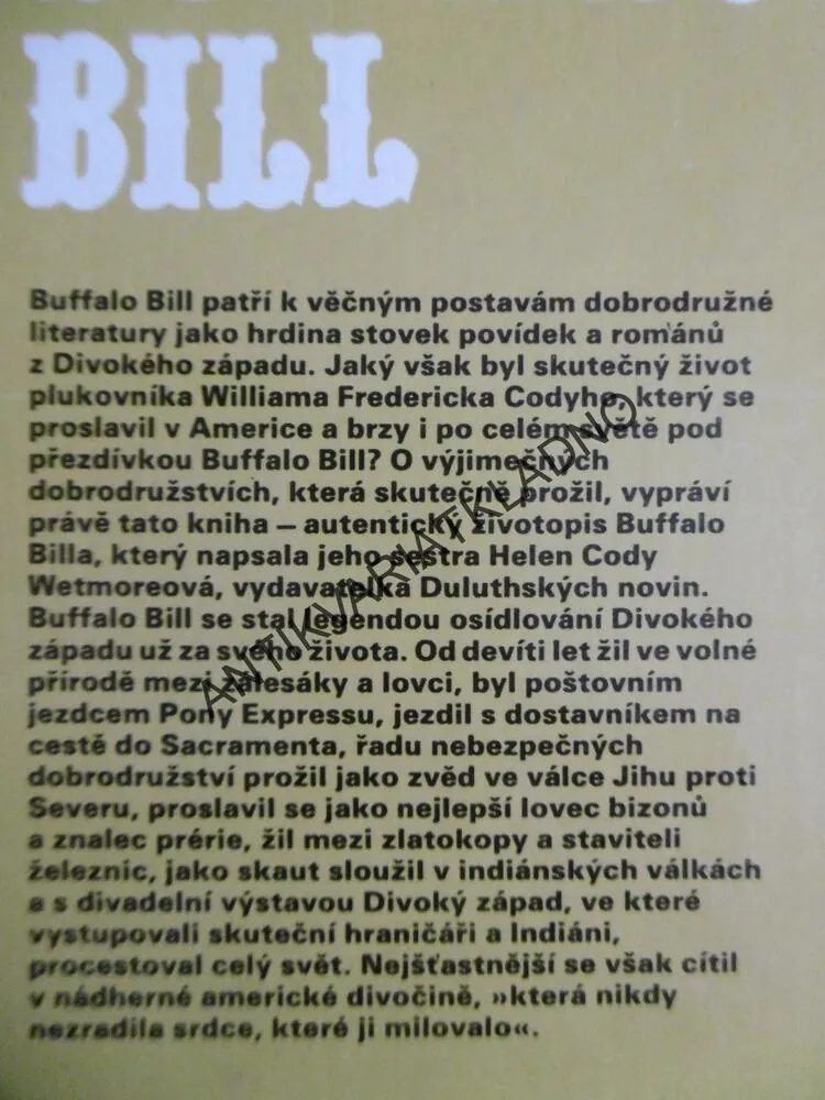 BUFFALO BILL, HELEN CODY-WETMOREOVÁ, **an