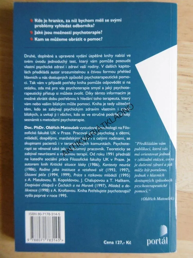 POTŘEBUJETE PSYCHOTERAPII? OLDŘICH MATOUŠEK