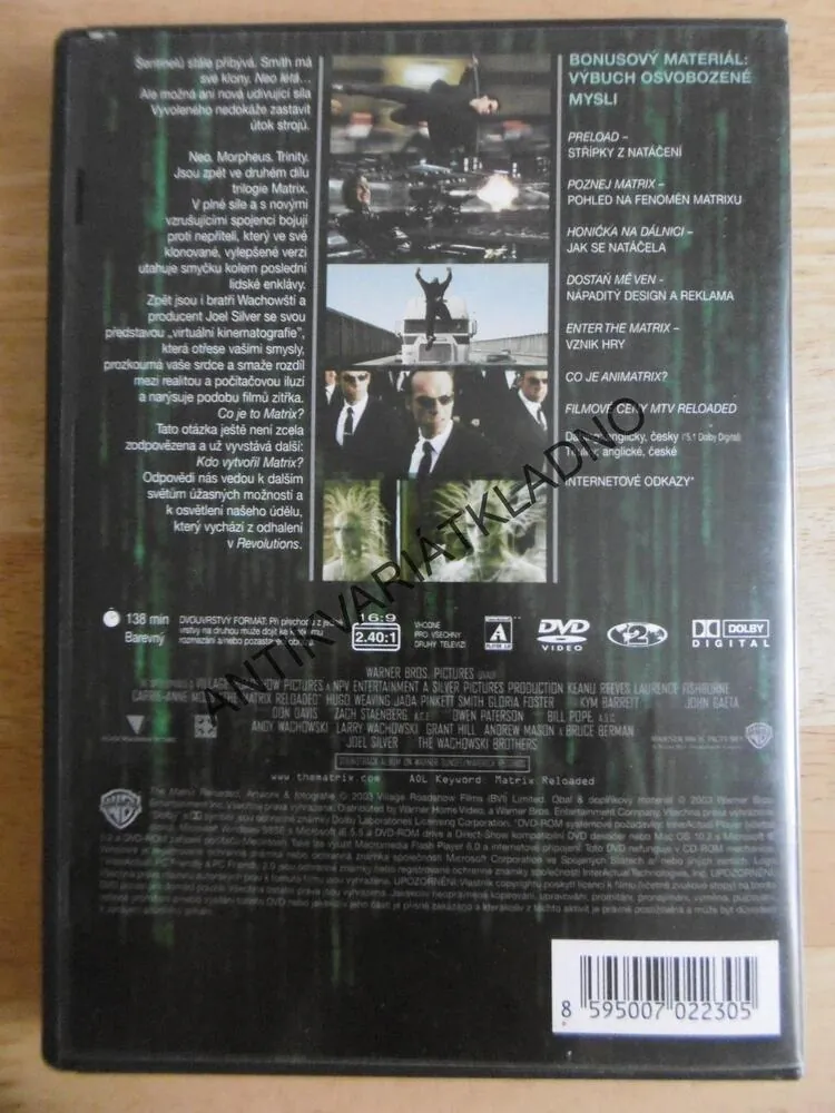 MATRIX RELOADED, DVD FILM