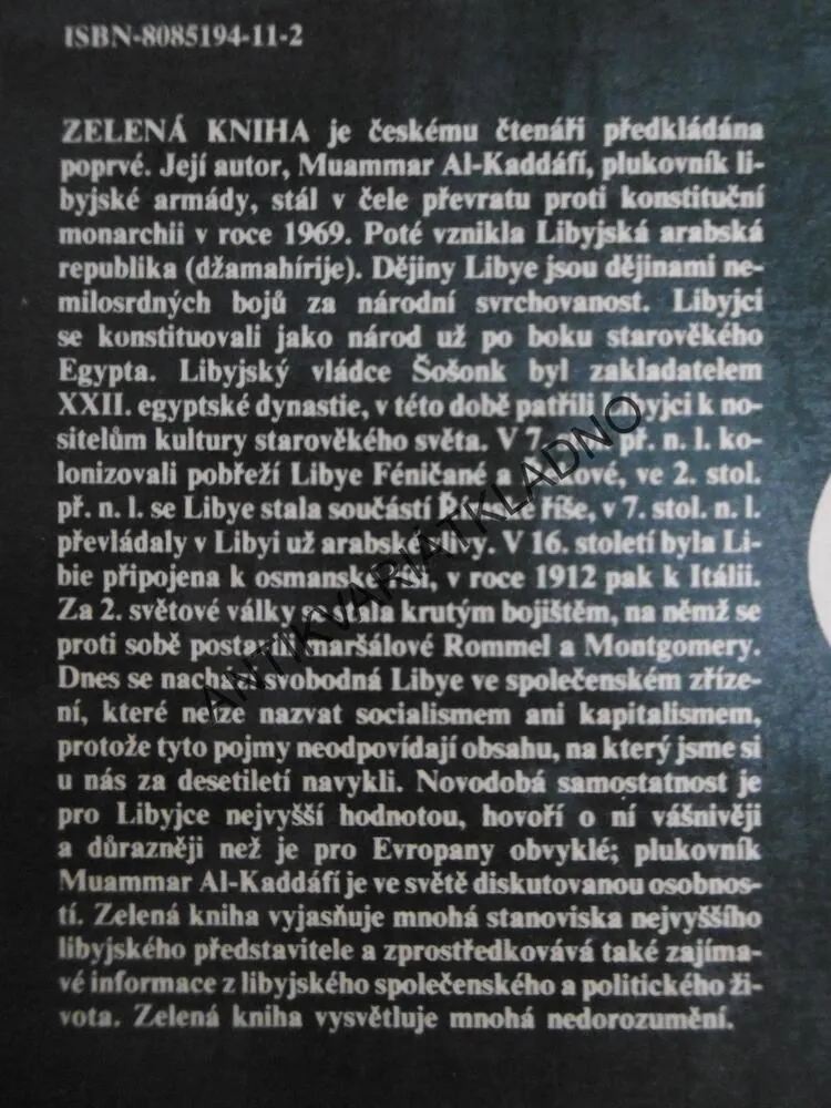 ZELENÁ KNIHA, MUAMMAR AL-KADDÁFÍ, **an