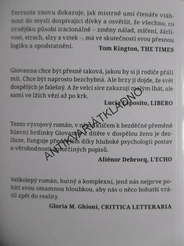 PROLHANÝ ŽIVOT DOSPĚLÝCH, ELENA FERRANTE, **an