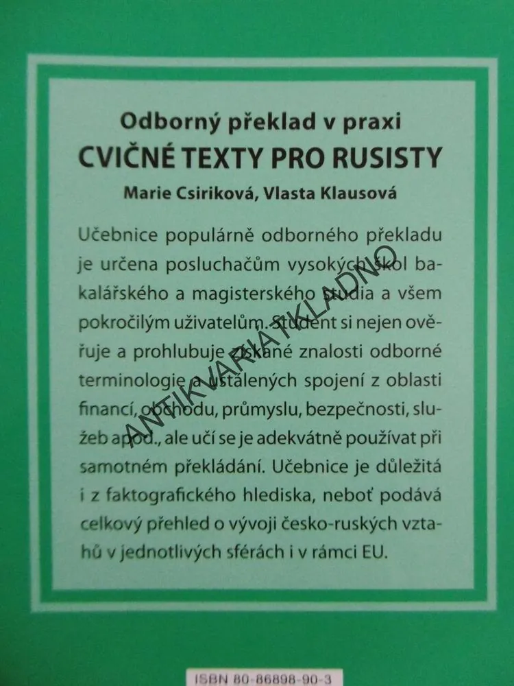 CVIČNÉ TEXTY PRO RUSISTY, MARIE CSIRIKOVÁ, **an