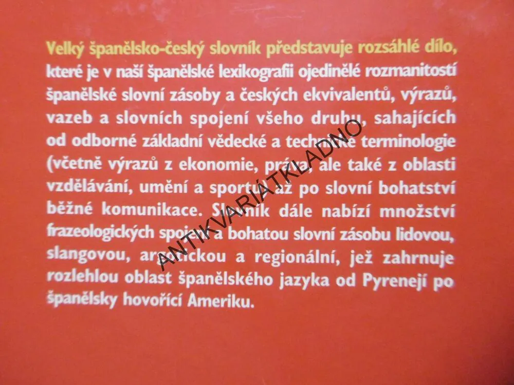 VELKÝ ŠPANĚLSKO ČESKÝ SLOVNÍK I/A-H, II/I-Z, **an