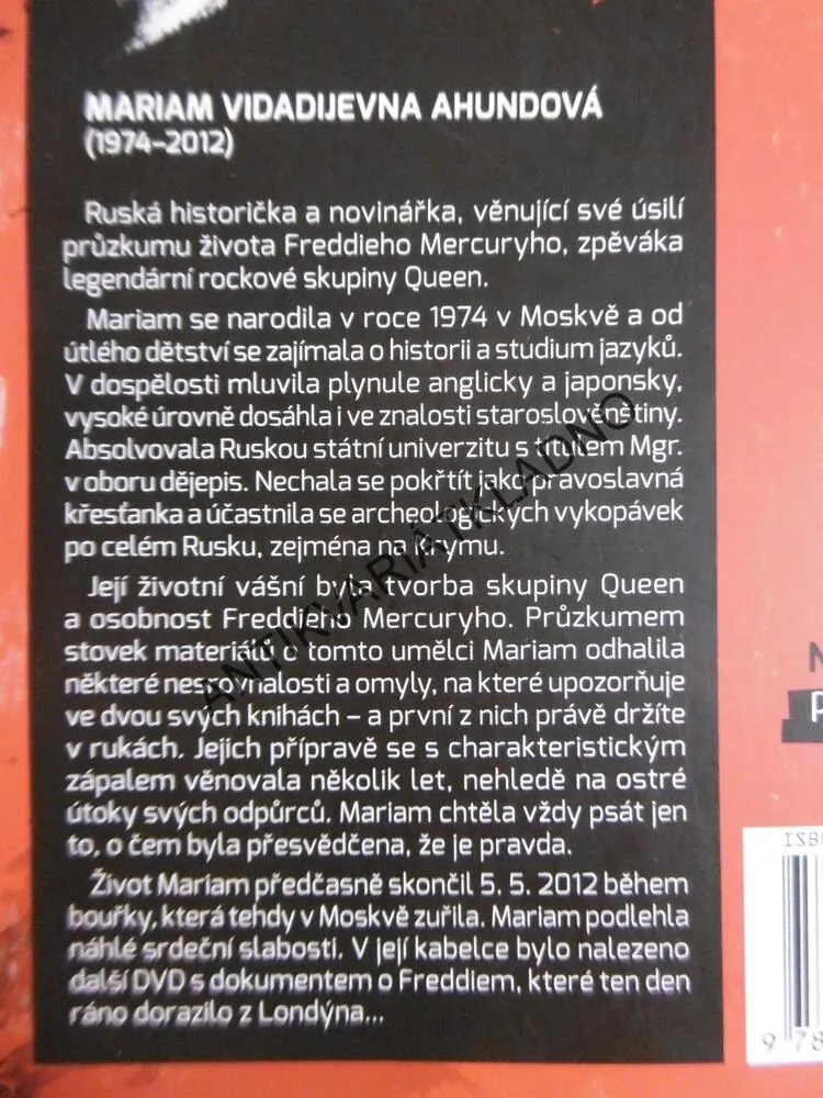 UTAJENÝ FREDDIE MERCURY, MARIAM AHUNDOVÁ, **an
