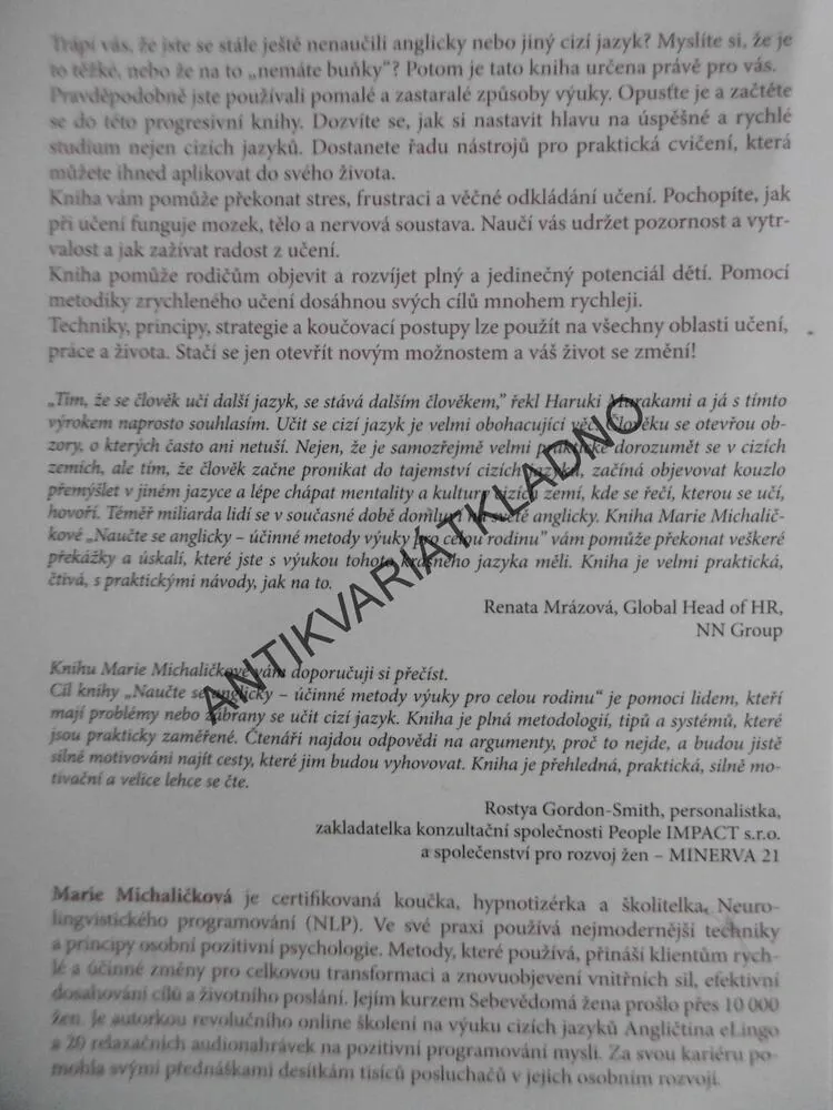 NAUČTE SE ANGLICKY, ÚČINNÉ METODY VÝUKY PRO CELOU RODINU, MARIE MICHALIČKOVÁ, **an