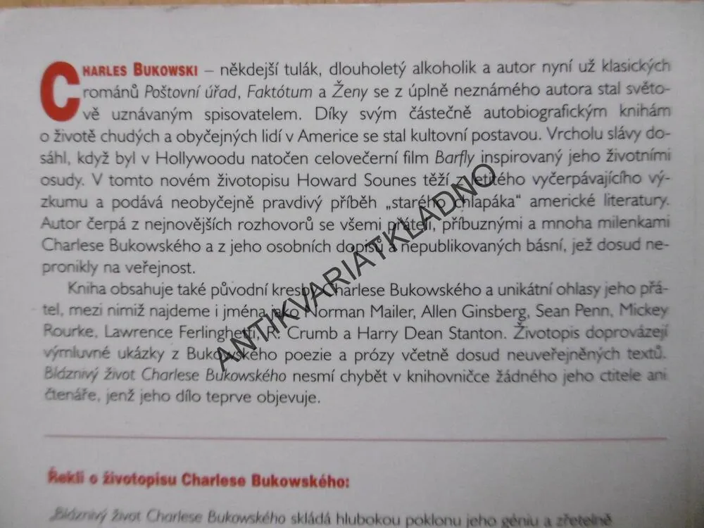 CHARLES BUKOWSKI, HOWARD SOUNES, **an