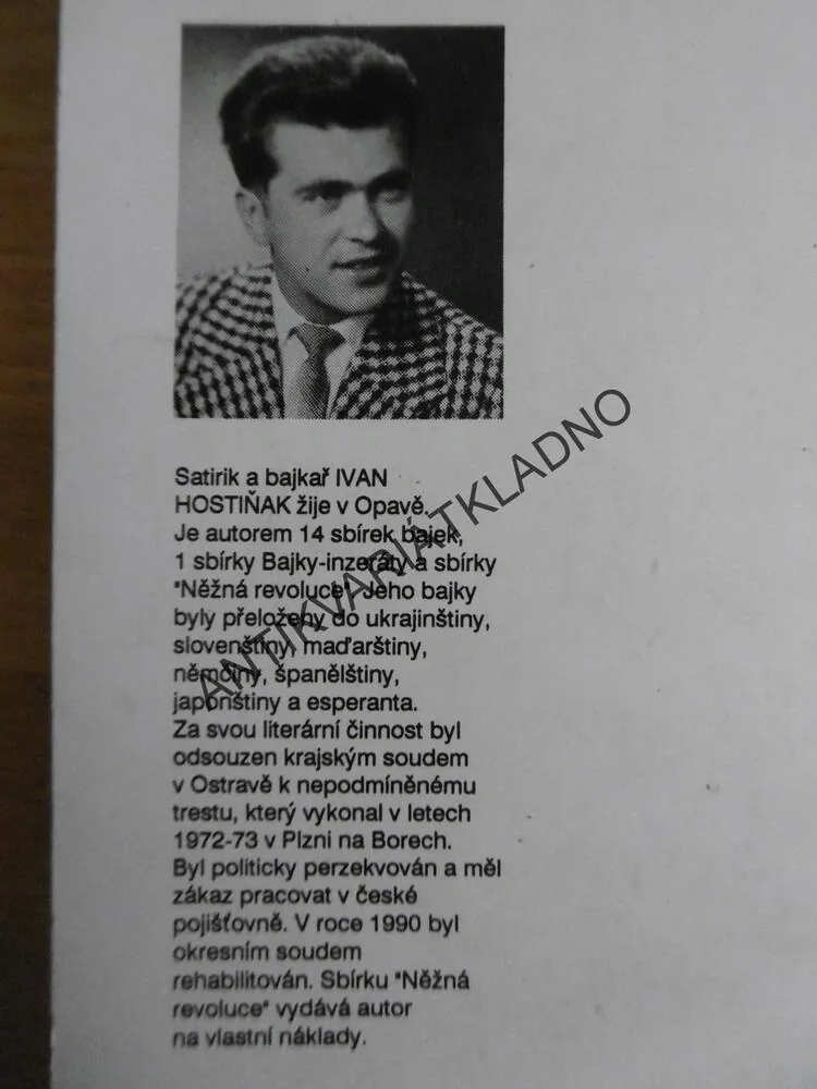 NĚŽNÁ REVOLUCE, IVAN HOSTIŇÁK,AUTOGRAM, **an