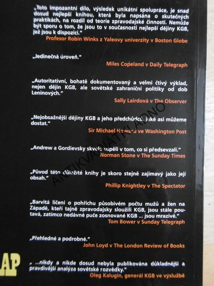 KGB, DŮVĚRNÁ ZPRÁVA O ZAHRANIČNÍCH OPERACÍCH OD LENINA KE GORBAČOVI, CHRISTOPHER ANDREW, **an