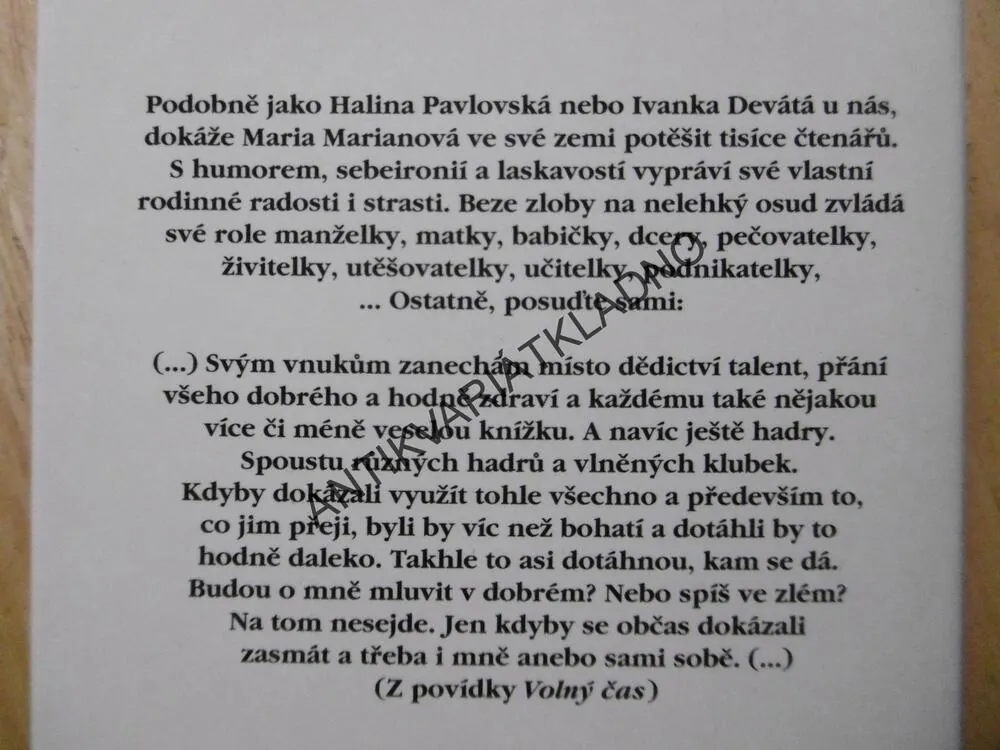 KRÁLOVNA PRŮŠVIHŮ, MOJI DRAZÍ A JÁ, MARIA MARIANOVÁ, **an