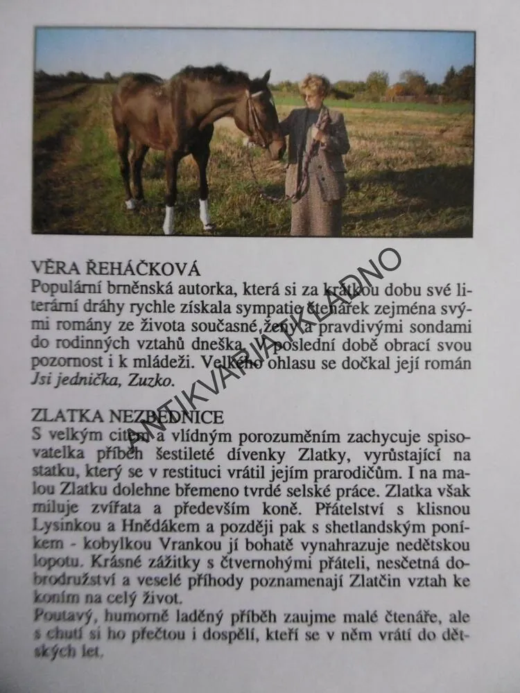 ZLATKA NEZBEDNICE, VĚRA ŘEHÁČKOVÁ, **an