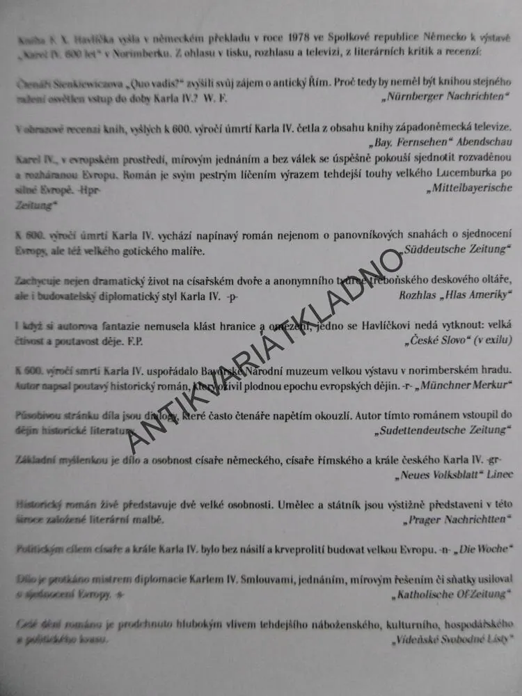 EVROPAN KAREL IV., 1346 - 1378, F. X. HAVLÍČEK, **an