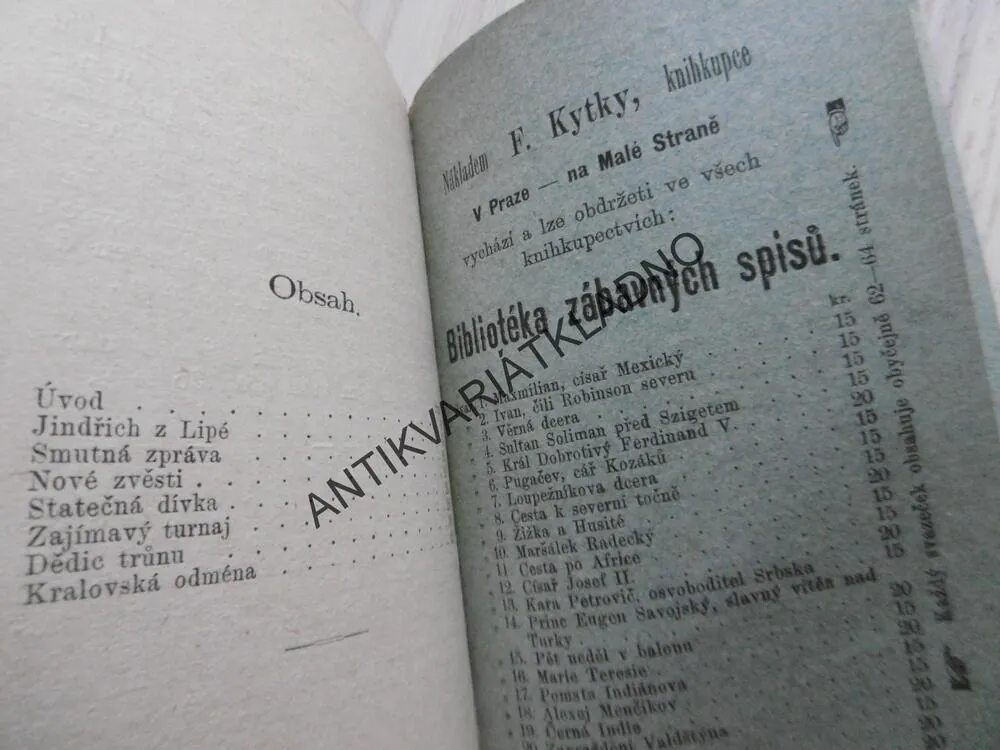 JINDŘICH Z LIPÉ, POVÍDA Z DOB JANA LUCEMBURSKÉHO, BIBLIOTÉKA ZÁBAVNÝCH SPISŮ