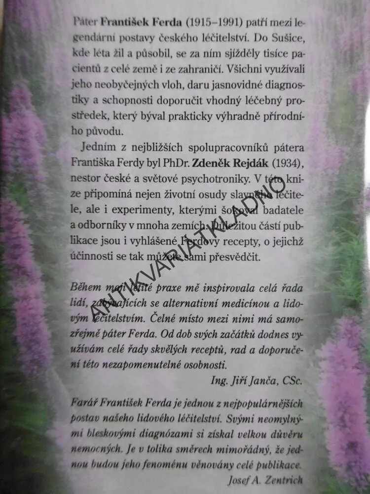 PÁTER FRANTIŠEK FERDA, EXPERIMENTY, RECEPTYX, OSUDY, ZDENĚK REJDÁK, **an