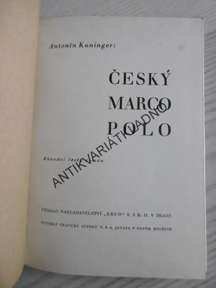ČESKÝ MARKO POLO, ANTONÍN KUNINGER, 1938