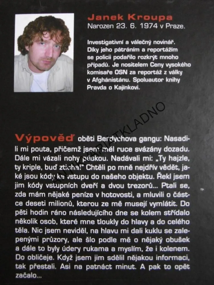 ZLOČIN JAKO PROFESE, JANEK KROUPA, **an