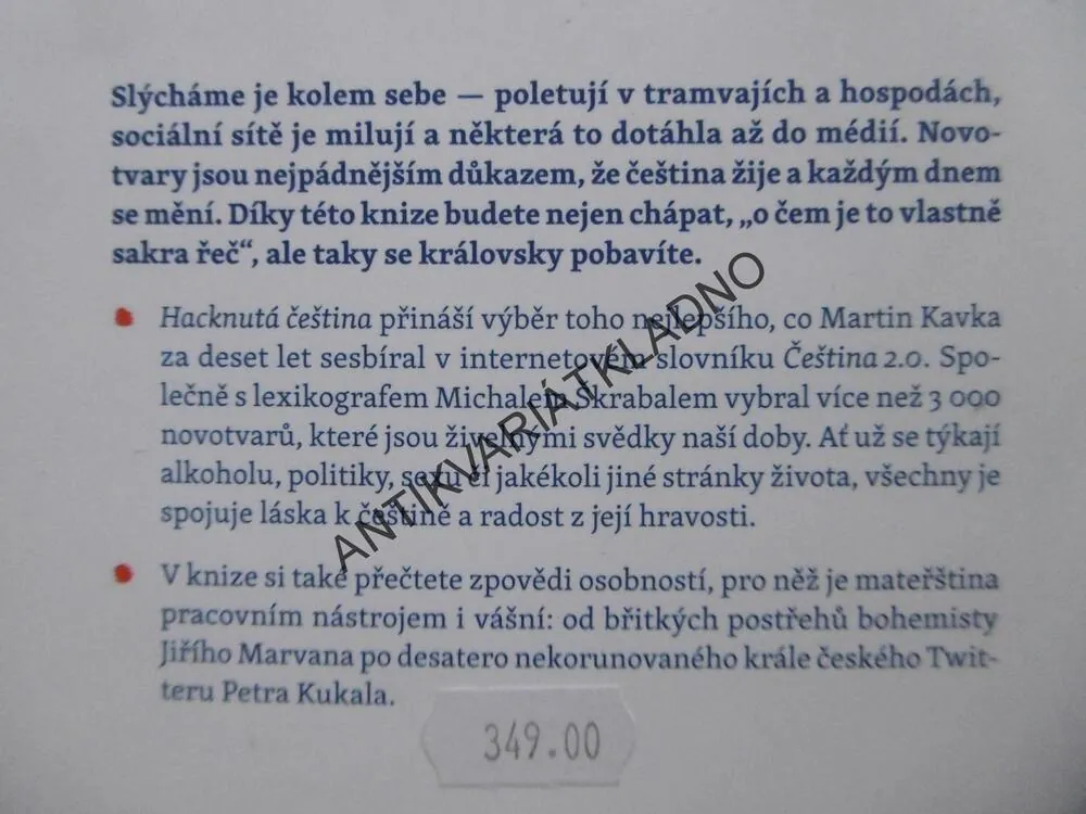 HACKNUTÁ ČEŠTINA, NEORTODOXNÍ SLOVNÍK DNEŠNÍ MATEŘŠTINY, KAVKA, ŠKRABAL, **an