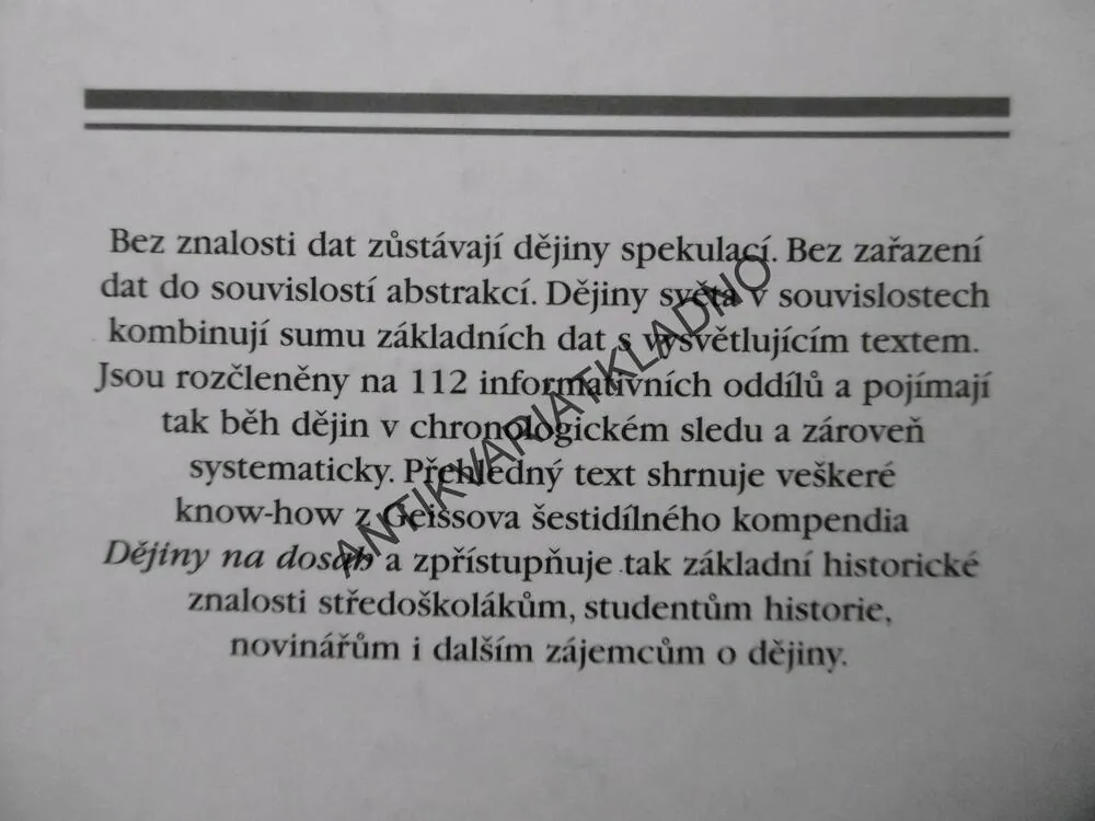 DĚJINY SVĚTA V SOUVISLOSTECH, IMANUEL GEISS, **an