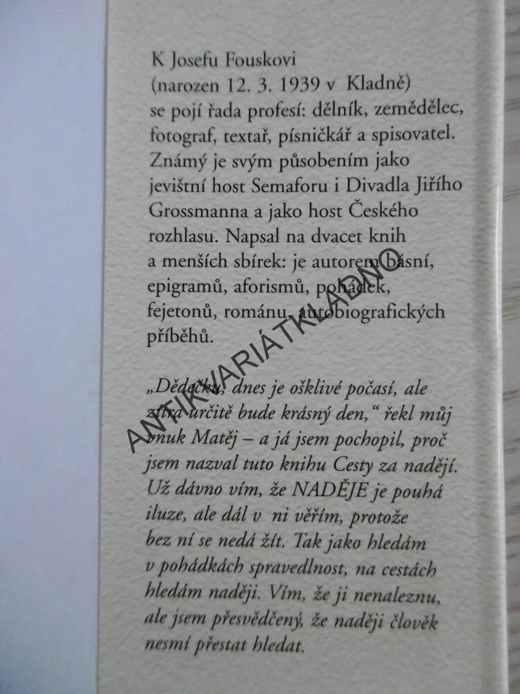 CESTA ZA NADĚJÍ, JOSEF FOUSEK, **an