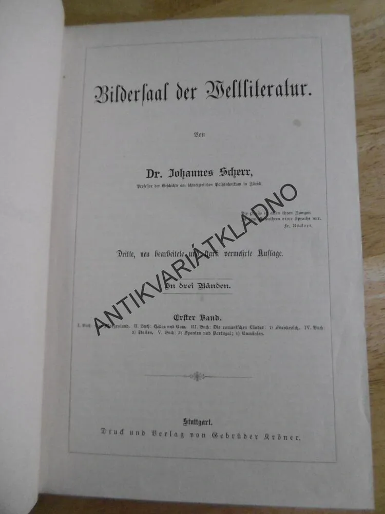 SVĚTOVÁ LITERATURA, JOHANNES SCHERR, NĚMECKY, **an
