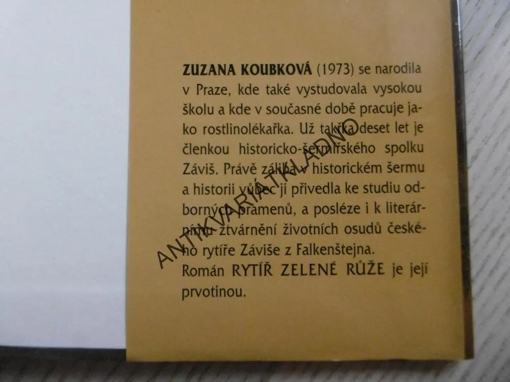 RYTÍŘ ZELENÉ RŮŽE, ZUZANA KOUBKOVÁ, **an