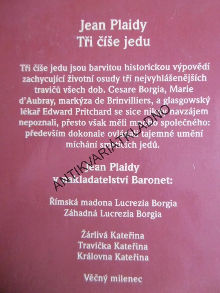 TŘI ČÍŠE JEDU, JEAN PLAIDY, **an