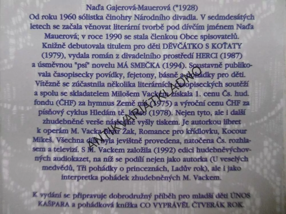 KOMEDIANTSKÉ STŘÍPKY, NAĎA GAJEROVÁ-MAUEROVÁ, **an