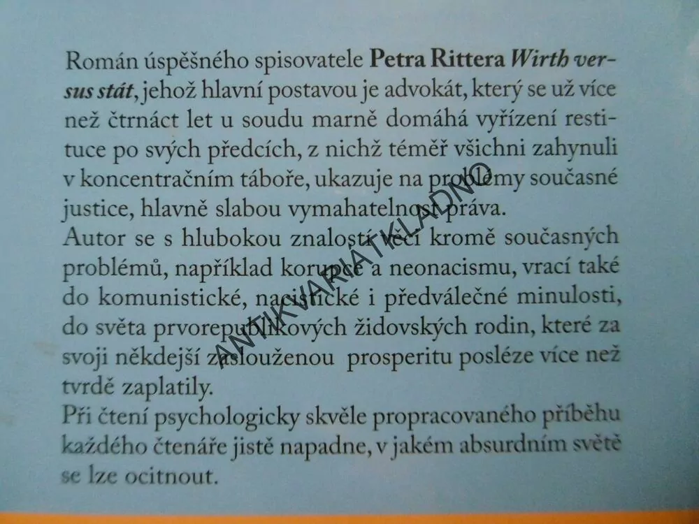 WIRTH VERSUS STÁT, PETR RITTER - AUTOGRAM, **an