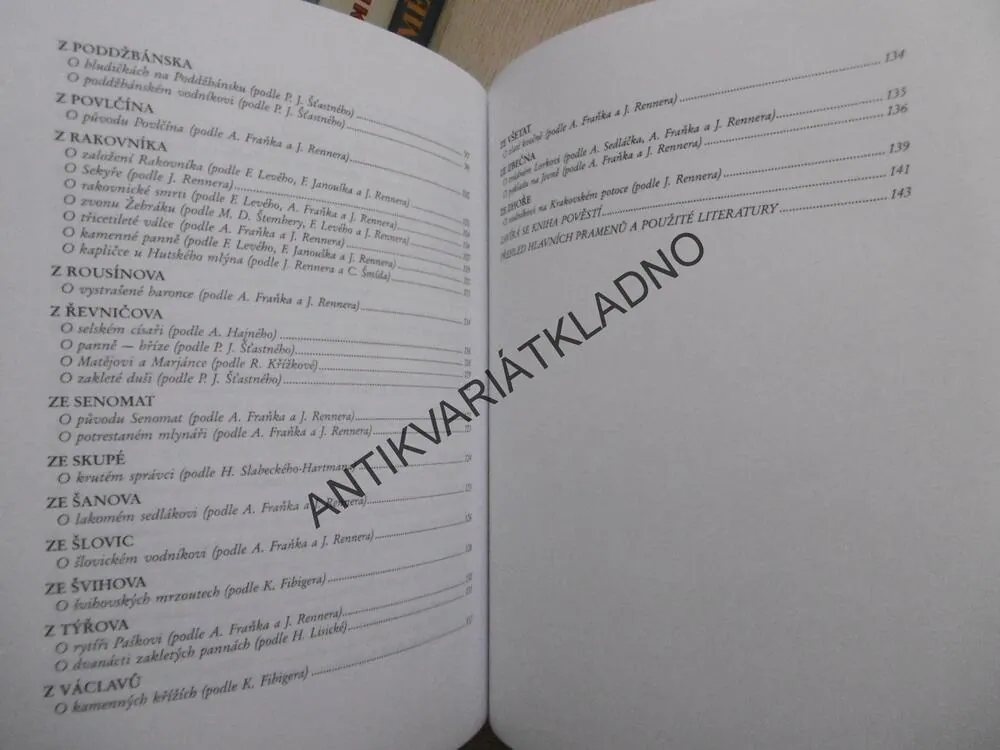 KNIHA POVĚSTÍ Z RAKOVNICKA, NOVOSTRAŠECKA, KŘIVOKLÁTSKA, PODDŽBÁNSKA, JESENICKA A ČISTECKA, TOMÁŠ BEDNAŘÍK, **an